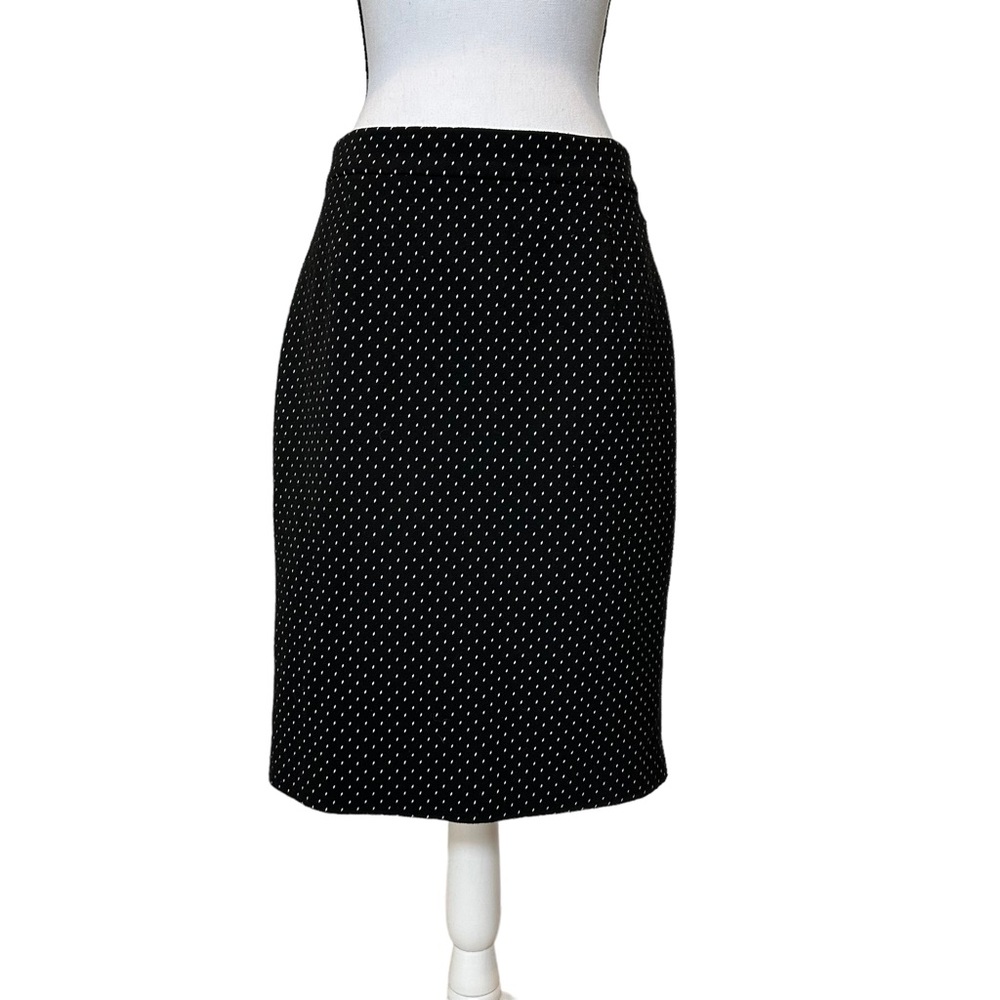 ANTONIO MELANI Black Pencil Skirt w/ White Polka Dot Type Embellishments Size 10